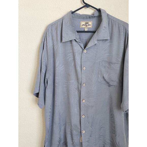 Jamaica Jaxx Mens XXL Blue Button Down Shirt Hawaiian 100% Silk Pre-owned - Picture 2 of 9